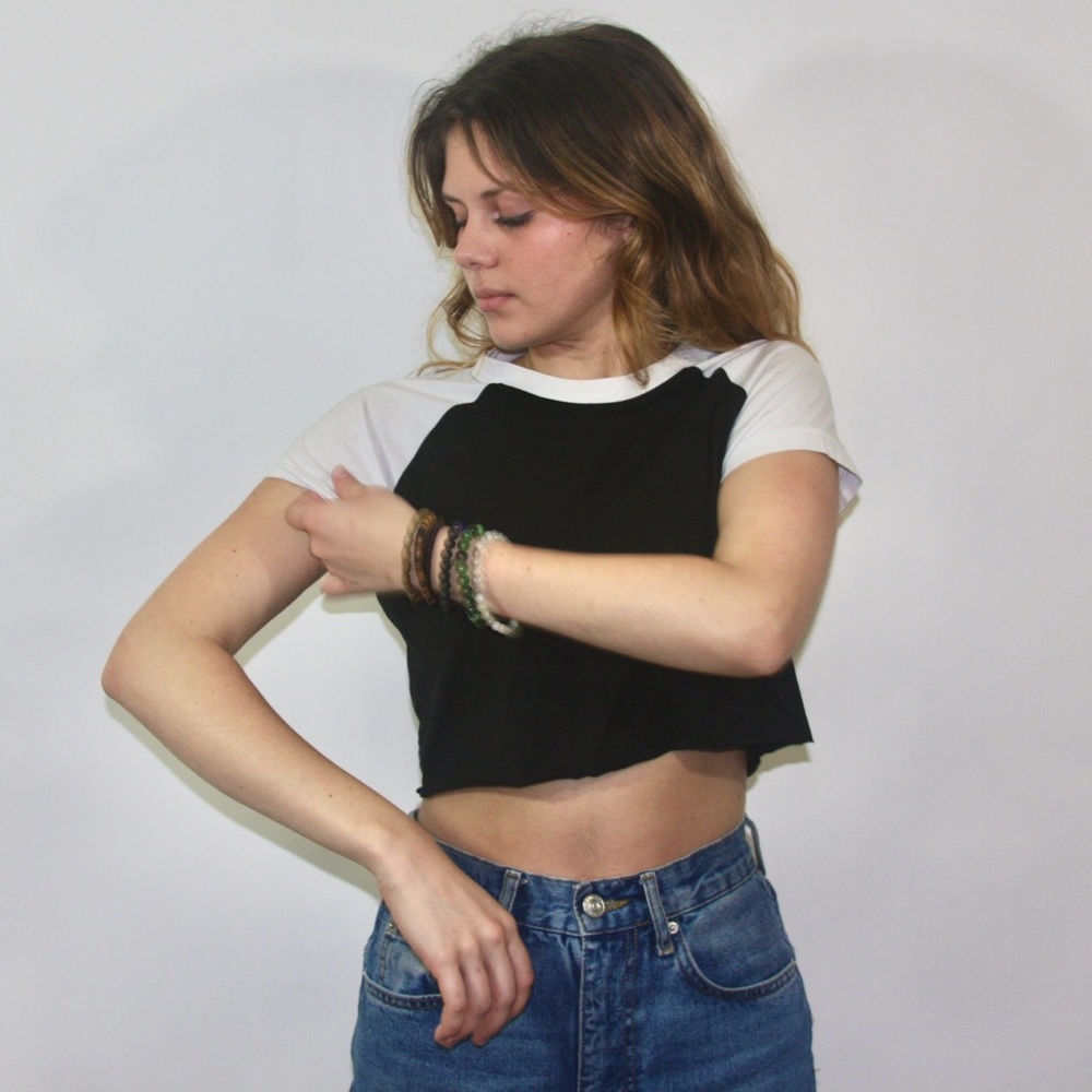 Baseball Sleeve Crop Top